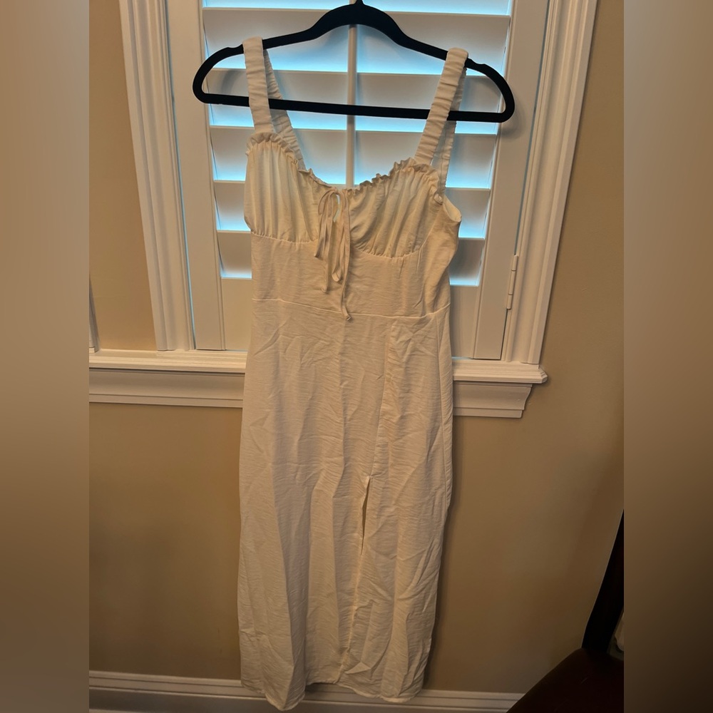 Forever 21 Cream Ruffle-Trim Dress